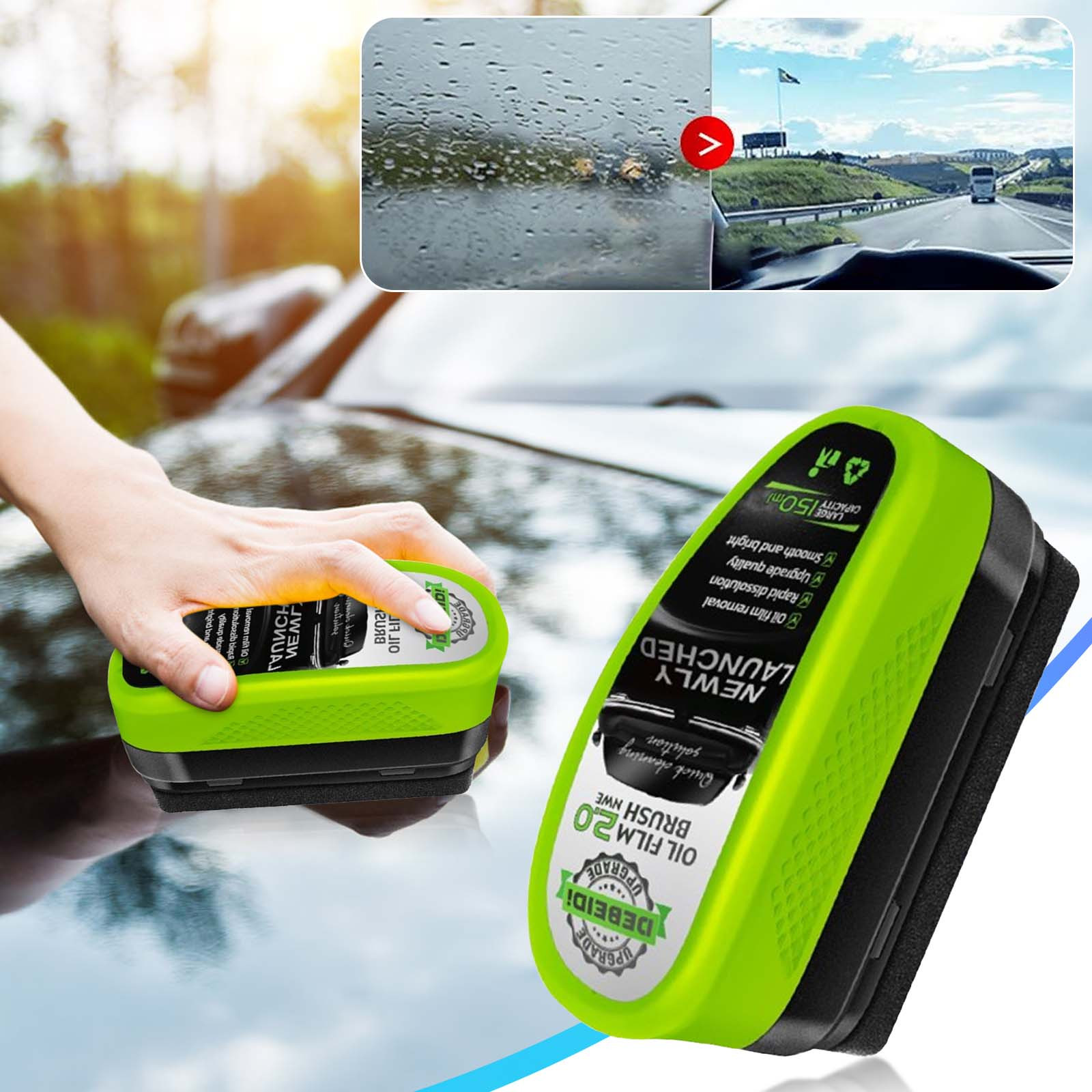 Automotive Oil Film Cleaning Brush Glass Cleaning Board Windshield Cleaner Anti-Rain Fog Cleaning Glass Brush Car Windshield Hydrophobic Oil Film Cleaner Improves Clarity and Visibility
